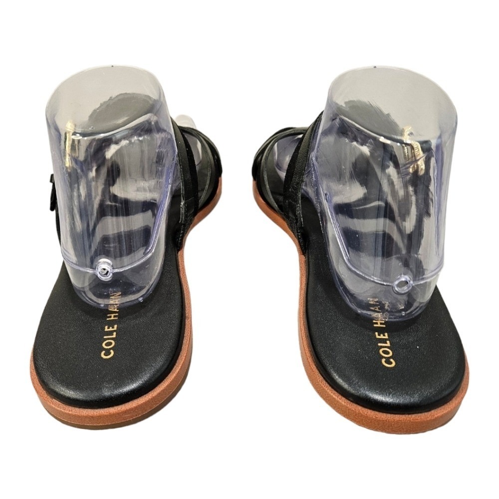 Cole Haan Womens Black Leather Suede Sandals 10.5 Strappy Buckle Flat Casual - Picture 6 of 8